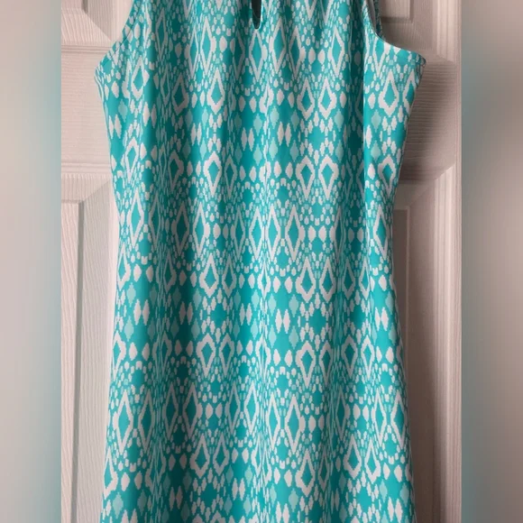 NWOT Jude Connally Turquoise/White Sleeveless Patterned Dress Size S - Picture 8 of 11